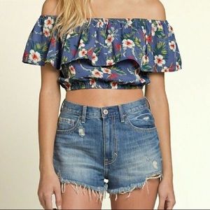 Hollister off the shoulder floral blouse